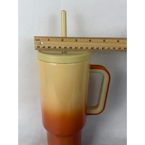 Meoky Insulated Leak Proof Tumbler with Handle & Straw 40oz - Orange/Beige - Picture 6 of 9